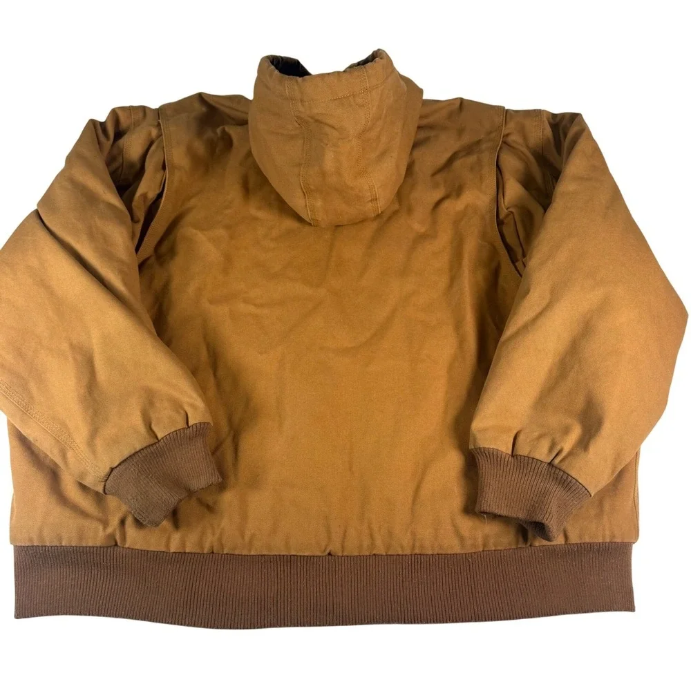 Walls Hooded Bomber Jacket Mens 3XL Brown Cotton Canvas Workwear Utility Coat‎